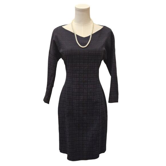 Theory Bodycon Blue Burgundy Checkered Short Classic Dress Womens Small - Picture 1 of 9